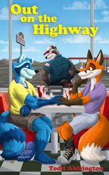  5:8 absurd_res blue_body blue_fur canid canine clothing colton_vincent_(character) cooner diner duo feet footwear fox fur hand_holding hi_res male mammal novel oran_aldrington_(character) procyonid raccoon red_body red_fur restaurant shoes todd_aldrington_(character) 