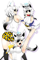  ;d animal_ears animal_hair_ornament animal_hat animal_print arm_up armpits ass bare_shoulders black_eyes black_hair black_thighhighs blue_coat boots bow bowtie breasts cane closed_mouth coat coattails commentary electricity english_commentary female from_above from_behind gloves gradient_hair grin hair_between_eyes hat highres holding holding_cane ivancyxic large_breasts leopard_print light_blush long_sleeves looking_at_viewer low_ponytail multicolored_hair multiple_views off_shoulder one_eye_closed open_clothes open_coat original ponytail print_shorts red_bow red_bowtie short_eyebrows short_shorts shorts sideboob simple_background smile solo_focus striped_clothes striped_hair striped_vest teeth thighhighs undressing upper_body upper_teeth_only vest white_background white_footwear white_gloves white_hair white_headwear white_vest zebra_ears zepprinss_(ivancyxic) 