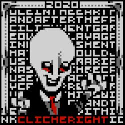  16-bit 1:1 alien alien_humanoid bald big_head black_background border catchphrase clothing digital_media_(artwork) english_text grey_border grey_text humanoid male necktie no_sclera noseless not_furry number open_mouth open_smile pixel_(artwork) red_text roswell_grey scp-2020 scp_foundation simple_background smile snarferman solo spot_color suit text wall_of_text 