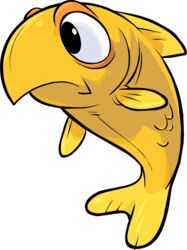  alpha_channel ambiguous_gender club_penguin feral fin fish fish_tail full-length_portrait hi_res looking_aside marine official_art portrait simple_background solo toony transparent_background unknown_artist yellow_body 