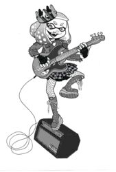  absurd_res alternative_fashion amplifier animal_humanoid autenticovadito bass_guitar black_and_white boots cephalopod cephalopod_humanoid clothing coleoid crown decapodiform digital_media_(artwork) fangs female fingerless_gloves fishnet_clothing fishnet_leggings fishnet_legwear footwear gem gloves greyscale guitar handwear headgear hi_res humanoid inkling inkling_girl jacket laces leggings legwear marine marine_humanoid mollusk mollusk_humanoid monochrome musical_instrument nintendo nintendo_switch off_the_hook_(splatoon) pearl_(splatoon) plucked_string_instrument punk screentone skirts solo spikes splatoon string_instrument studs teeth thin_calves thin_legs thin_thighs topwear traditional_media_(artwork) wire 