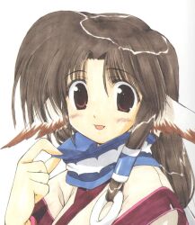  animal_ears blush blush brown_eyes brown_hair dog_ears eruru eruruu eruruw inumimi long_hair pony_tail ponytail utawareru_mono utawarerumono 