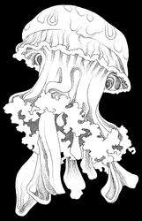  ambiguous_gender armless black_background cnidarian earless eyeless feral iliothermia jellyfish legless marine medusozoan mouthless noseless simple_background solo spots spotted_body white_body 