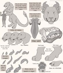  absurd_res ambiguous_gender claws dewclaw dragati_(kingparked) english_text fangs felid feral hexapod hi_res horn kingparked mammal model_sheet pawpads paws sabertooth_(anatomy) teeth text tongue 