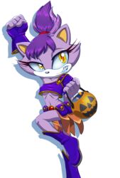 anthro blaze_the_cat candy clothing cosplay costume crossover crossover_cosplay dessert digital_media_(artwork) domestic_cat felid feline felis female food halloween halloween_costume holidays kandlin mammal sega simple_background solo sonic_the_hedgehog_(series) thundercats thundercats_2011 white_background wilykit