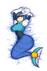 animal_humanoid armor big_breasts breasts capcom dakimakura dakimakura_design female fish fish_humanoid fupoo headgear helmet humanoid looking_at_viewer machine marine marine_humanoid mega_man_(series) megaman_(classic) merfolk robot robot_humanoid robot_master solo splash_woman split_form wet wide_hips