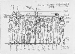  2boys 6+girls aeru_(simoun) alti_(simoun) amuria anubituf_(simoun) caimu_(simoun) dominura_(simoun) greyscale guragief_(simoun) height_chart highres limone_(simoun) lineup mamiina_(simoun) monochrome morinas_(simoun) multiple_boys multiple_girls neviril_(simoun) onashia paraietta_(simoun) partially_translated photoshop_(medium) production_art rodoreamon_(simoun) simoun translation_request waporif_(simoun) 