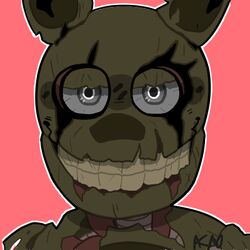  1:1 2018 alternate_version_at_source animatronic anthro black_eyes bust_portrait close-up five_nights_at_freddy&#039;s five_nights_at_freddy&#039;s_3 green_body green_ears green_nose grey_sclera half-closed_eyes icon lagomorph leporid long_ears looking_at_viewer low_res machine male mammal multicolored_body multicolored_ears narrowed_eyes notched_ear portrait rabbit red_background robot rotten_teeth scar scottgames simple_background smile snazzamazing solo springtrap_(fnaf) teeth torn_body torn_face two_tone_body two_tone_ears 