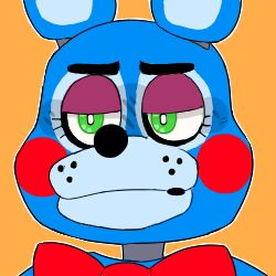  1:1 2018 alternate_version_at_source angry animatronic anthro big_bow_tie black_eyebrows black_nose blue_body blue_ears bow_tie bust_portrait close-up eyebrows eyelashes five_nights_at_freddy&#039;s five_nights_at_freddy&#039;s_2 frown green_eyes half-closed_eyes icon lagomorph leporid looking_away low_res machine male mammal multicolored_ears narrowed_eyes pink_eyelids portrait rabbit red_bow_tie robot rosy_cheeks round_nose scottgames snazzamazing solo thumbnail toy_bonnie_(fnaf) two_tone_ears 