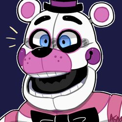  1:1 2018 alternate_version_at_source animatronic anthro bear black_bow_tie black_nose blue_background blue_eyes bow_tie bust_portrait close-up clothing five_nights_at_freddy&#039;s funtime_freddy_(fnafsl) happy hat headgear headwear icon looking_away low_res machine male mammal multicolored_ears open_mouth pink_body pink_ears portrait robot rosy_cheeks round_ears scottgames short_ears simple_background sister_location smile snazzamazing solo teeth top_hat white_body white_ears 