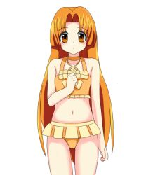  bad_id bad_pixiv_id bikini choker female jewelry long_hair mermaid_melody_pichi_pichi_pitch miru necklace orange_bikini orange_eyes orange_hair seira_(mermaid_melody_pichi_pichi_pitch) solo swimsuit thigh_gap 