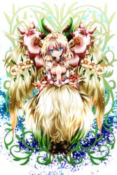  bad_id bad_pixiv_id blonde_hair blue_eyes claws cleavage_cutout clothing_cutout elbow_gloves elle_(lom) female flower gloves hair_flower hair_ornament heart legend_of_mana nanase_nao own_hands_clasped own_hands_together plant seiken_densetsu shirt skirt solo vines wings 