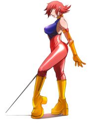  armband boots breasts choker covered_nipples cutie_honey cutie_honey_(character) falcoon female gloves heart high_heels large_breasts lips magical_girl photoshop_(medium) pink_hair shoes short_hair solo spandex sword weapon 