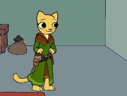  4:3 animated barefoot clothed clothing feet felid female human katia_managan khajiit mammal microsoft prequel_adventure the_elder_scrolls 