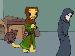  4:3 animated barefoot clothed clothing feet felid female hood human katia_managan khajiit mammal microsoft prequel_adventure the_elder_scrolls 