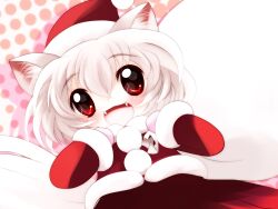  animal_ears chibi christmas inubashiri_momiji oerba_yun_fang red_eyes tail touhou white_hair wolfgirl yume_shokunin 