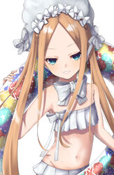  abigail_williams_(fate) abigail_williams_(swimsuit_foreigner)_(fate) abigail_williams_(swimsuit_foreigner)_(third_ascension)_(fate) absurdres bao_(s_888) bare_shoulders bikini blonde_hair blue_eyes blush bonnet bow breasts fate/grand_order fate_(series) female forehead hairbow highres innertube long_hair looking_at_viewer miniskirt navel parted_bangs sidelocks simple_background skirt small_breasts smile swim_ring swimsuit twintails very_long_hair white_background white_bikini white_bow white_headwear 