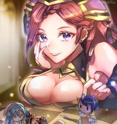  alfonse_(fire_emblem) azura_(fire_emblem) bad_id bad_twitter_id breasts cleavage closed_mouth earrings fafnir_(fire_emblem) female fire_emblem fire_emblem_heroes highres jewelry large_breasts loki_(fire_emblem) long_hair looking_at_viewer purple_eyes purple_hair solo upper_body youhei_choregi 