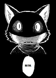  anthro atlus bandana black_background black_body black_fur domestic_cat fangs felid feline felis fur inner_ear_fluff kerchief looking_at_viewer low_res male mammal mask megami_tensei megami_tensei_persona meme morgana_(persona) neckerchief persona_(series) persona_5 ratio reaction_image rhonbon scary sega shadow simple_background solo speech_bubble teeth tuft tuxedo_cat white_body white_fur 