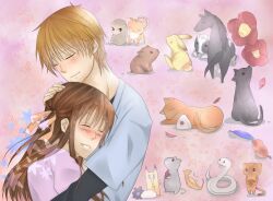  animal bird blush boar brown_hair bull bunny canine closed_eyes feline fish flower food fruits_basket honda_tooru horse mouse onigiri orange_hair ox rabbit seahorse sheep snake sohma_kyo souma_kyou tiger 