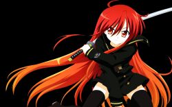  black red_eyes red_hair sword weapon 