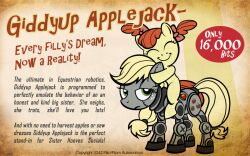  advertisement apple_bloom_(mlp) applejack_(mlp) better_version_at_source blonde_hair closed_eyes cutie_mark english_text equid equine fallout female feral freckles friendship_is_magic hair hasbro horse hug machine mammal microsoft my_little_pony pixelkitties pony robot romantic romantic_ambiance romantic_couple text twintails young young_feral 