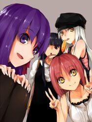  4girls :d :o asagami_fujino bad_id bad_pixiv_id candy caren_hortensia chinese_commentary commentary_request double_v fate/hollow_ataraxia fate/stay_night fate_(series) food hat kara_no_kyoukai kohaku_(tsukihime) licking lollipop masin0201 matou_sakura multiple_girls open_mouth red_eyes red_hair smile swirl_lollipop tsukihime v white_hair yellow_eyes 