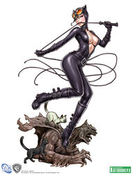  animal animal_ears bangs batman_(series) belt black_cat black_hair bodysuit boots breasts cape catwoman claws cleavage clenched_teeth collar copyright_name dc_comics emblem fake_animal_ears feline female female full_body gargoyle girl gloves goggles goggles_on_head green_eyes grotesque high_heels highres hood knee_boots latex leg_lift lipstick looking_at_viewer makeup mouth_hold muscle naughty_face no_bra open_clothes open_mouth platform_footwear selina_kyle shoes simple_background skin_tight solo standing standing_on_one_leg statue strap teeth tongue torn_clothes unzipped warner_bros. watermark weapon whip white_background yamashita_shun&#039;ya zipper 