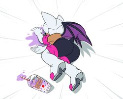  2023 5:4 anthro armwear ass bat beverage boots clothing container cup death elbow_gloves eyelashes female female_death footwear gloves grimace_shake handwear hi_res high_heeled_boots high_heels lying mammal mcdonald&#039;s membrane_(anatomy) membranous_wings meme omegasunburst redraw rouge_the_bat sega solo sonic_the_hedgehog_(series) wings yamcha_death_pose 