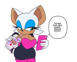  2023 5:4 anthro armwear bat beverage breasts cellphone cleavage clothed clothing container cup dialogue drinking elbow_gloves electronics english_text eyelashes female gloves green_eyes grimace_shake handwear hi_res mammal mcdonald&#039;s membrane_(anatomy) membranous_wings meme omegasunburst phone rouge_the_bat sega smartphone solo sonic_the_hedgehog_(series) speech_bubble text wings 