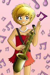  dress female instrument lisa_simpson necklace saxophone short_hair the_simpsons 