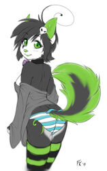  2013 alternative_fashion anthro ass bell biped black_body black_fur black_hair blush bone bottomwear breasts canid canine canis clothed clothing collar conditional_dnp digital_drawing_(artwork) digital_media_(artwork) domestic_dog emo english_text fangs female fluff-kevlar fur furgonomic_bottomwear furgonomics green_body green_eyes green_fur green_nose green_theme green_tongue hair kemono looking_at_viewer looking_back mammal multicolored_clothing multicolored_panties multicolored_underwear open_mouth panties pattern_bottomwear pattern_clothing pattern_panties pattern_underwear rear_view short_hair simple_background skimpy skull slave solo standing striped_bottomwear striped_clothing striped_panties striped_underwear stripes tail tail_button_bottoms tail_clothing tattoo teeth text tongue two_tone_clothing two_tone_panties two_tone_underwear underwear white_background white_body white_fur 