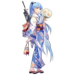  alternate_hairstyle bag black_ribbon blowing_bubbles blue_hair blue_kimono blush breasts feet female floral_print folding_fan full_body girls&#039;_frontline gun hair_ribbon hand_fan holding holding_bag japanese_clothes kimono large_breasts light_machine_gun long_hair looking_at_viewer m249 m249_saw_(girls&#039;_frontline) m249_saw_(oborozukiyo)_(girls&#039;_frontline) machine_gun obi official_alternate_costume official_art paper_fan ponytail ribbon sandals sash sheska_xue solo swept_bangs toes transparent_background uchiwa very_long_hair weapon weapon_on_back yellow_eyes 