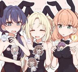  ! !? 6+girls :d @_@ alternate_costume animal_ear_hairband animal_ears aqua_eyes aqua_neckerchief black_bow black_bowtie black_hairband black_leotard black_pantyhose black_ribbon blonde_hair blue_dress blue_eyes blue_hair blush bob_cut bow bowtie breast_pocket breasts brown_hair censored character_censor chibi chibi_inset cleavage closed_eyes collar collarbone colored_inner_hair commentary covered_navel crossed_bangs dark_blue_hair detached_collar diagonal_bangs dress dual_persona fake_animal_ears fishnet_pantyhose fishnets flying_sweatdrops fujishima_megumi gradient_hair green_eyes grey_hair hair_bun hair_ornament hair_ribbon hairband hasu_no_sora_school_uniform highres hinoshita_kaho holding holding_sign inverted_bob jitome kurotoia large_breasts leotard light_blue_hair link!_like!_love_live! long_hair looking_at_another love_live! low_twintails medium_breasts medium_dress medium_hair motion_lines multicolored_hair multiple_girls murano_sayaka neckerchief nose_blush novelty_censor open_mouth orange_hair osawa_rurino otomune_kozue outline pantyhose parted_bangs person_between_breasts placard playboy_bunny pleated_dress pocket puffy_short_sleeves puffy_sleeves purple_eyes purple_hair rabbit_ear_hairband rabbit_ears red_hair ribbon running sailor_collar sailor_dress school_uniform short_hair short_sleeves side_ponytail sidelocks sign single_side_bun smile socks speech_bubble speed_lines spoken_blush spoken_exclamation_mark spoken_interrobang spoken_x star_(symbol) star_hair_ornament strapless strapless_leotard streaked_hair summer_uniform sweat sweatdrop turn_pale twintails two_side_up upper_body v-shaped_eyebrows virtual_youtuber wavy_mouth white_collar white_outline white_sailor_collar white_socks x_arms yugiri_tsuzuri 