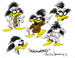  aaron_neathery anatid anseriform anthro avian bird black_hair brown_clothing brown_coat brown_topwear cane clothed clothing coat duck endtown eyewear fully_clothed fully_clothed_anthro glasses green_necktie hair male model_sheet necktie partially_bald professor_x_mallard solo topwear white_lab_coat 