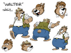  aaron_neathery anthro bear brown_body brown_fur brown_hair clothed clothing endtown fisherman fully_clothed fully_clothed_anthro fur hair hat headgear headwear laugh male mammal mayor model_sheet nervous sad smile solo stern_look walter_trimble 