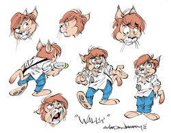  aaron_neathery angry anthro argument blaster brown_body brown_fur brown_hair clothed clothing endtown felid feline fully_clothed fully_clothed_anthro fur hair looking_down looking_off male mammal model_sheet pawpads paws smile smirk solo wally_wallechinsky whiskers 