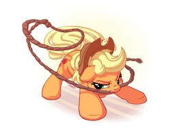  2017 applejack_(mlp) avoid_posting bad_metadata blonde_hair bobdude0 clothing cutie_mark earth_pony equid equine female feral friendship_is_magic green_eyes hair hasbro hat headgear headwear hooves horse mammal missing_sample my_little_pony pony rope simple_background solo white_background 