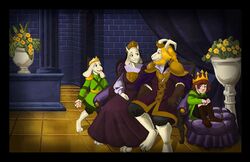  2017 alternate_costume ambiguous_gender anthro asgore_dreemurr asriel_dreemurr black_border blonde_hair border boss_monster_(undertale) bovid cape caprine chair chara_(undertale) clothed clothing crown facial_hair family father_(lore) female flower fully_clothed fur furniture goat group hair happy headgear horn human inside king long_ears long_horn male mammal marzipanrose mother_(lore) parent_(lore) plant prince queen robe royalty sibling_(lore) sitting smile son_(lore) sweater throne topwear toriel undertale undertale_(series) white_body white_fur 