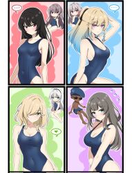  ... 1boy 6+girls agnes_abigail ahoge alex_(counter:side) arm_up armpit_crease bare_legs bare_shoulders black_hairband blonde_hair blue_eyes blue_hair blue_one-piece_swimsuit blue_shorts braid breasts brown_hair chibi chibi_inset claudia_nelson cleavage collarbone commentary counter:side covered_navel dark-skinned_male dark_skin dominic_king_reginald eujin flying_sweatdrops gradient_hair green_eyes grey_hair hairband heart highleg highleg_one-piece_swimsuit highres jaina_kropel light_blush light_frown long_hair looking_at_viewer lyudmila_(counter:side) multicolored_hair multiple_girls one-piece_swimsuit one_eye_covered pink_eyes red_eyes shorts smile spoken_blush spoken_ellipsis spoken_heart sunglasses swimsuit symbol-only_commentary topless_male v v-shaped_eyebrows white_hair xiao_lin_(counter:side) yuu_kun33 