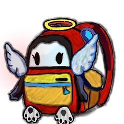  1:1 ambiguous_gender animate_inanimate backpack cherubic_angel_backpack corvusthefox digital_drawing_(artwork) digital_media_(artwork) halo playerunknown&#039;s_battlegrounds semi-anthro solo wings 