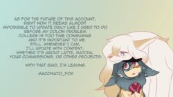  16:9 beret blue_hair calico_pattern clothing dialogue duo eeveelution english_text eyewear female feral generation_1_pokemon generation_4_pokemon glasses hair hat headgear headwear hi_res latte_(macchiato_fox) leafeon macchiato_fox ninetales nintendo pink_nose pokemon pokemon_(species) suzette_(macchiato_fox) text widescreen 