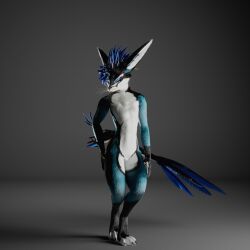  3d_(artwork) c4d cinema_4d_(artwork) daytia digital_media_(artwork) draghuvicfire fur hair hi_res male nude plant portrait rexouium sex solo tail vrchat white_body white_fur 