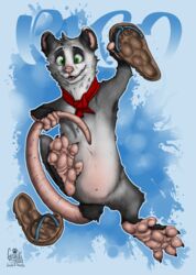  american_opossum bodily_fluids clothing feet foot_fetish foot_focus footwear grasky hi_res mammal marsupial paws rico sandals smelly smelly_feet smelly_paws soles sweat sweaty_feet sweaty_paws 