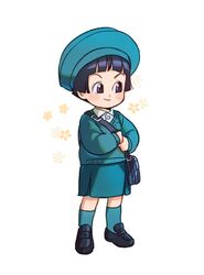  aqua_hat aqua_skirt aqua_socks aqua_sweater bad_id bad_twitter_id bag beret black_eyes black_footwear black_hair blush_stickers bowl_cut clenched_hands closed_mouth commentary_request dragon_ball dragon_ball_super dragon_ball_super_super_hero dress_shirt female floral_background full_body haha_(haha_db) hat highres holding holding_strap kindergarten_bag kindergarten_uniform kneehighs korean_commentary loafers lolicon looking_afar pan_(dragon_ball) pleated_skirt school_bag school_hat school_uniform shirt shoes short_hair shoulder_bag simple_background skirt smile socks solo standing sweater very_short_hair white_background white_shirt 