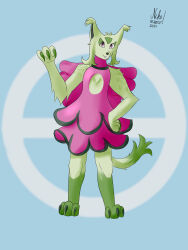  absurd_res alternate_form ambiguous_gender anthro chest_tuft claws ear_tuft fur generation_9_pokemon green_body green_fur hi_res meowscarada nikomeow nintendo pokemon pokemon_(species) solo tuft 