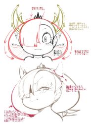  arrows black_tiara blush cocco colored_outline disney drawing_tips eyelashes fangs female hair hair_over_eye head_turned hekapoo hi_res horn horned_humanoid how-to humanoid humanoid_pointy_ears japanese_text lidded_eyes looking_at_viewer looking_back not_furry red_hair simple_background small_nose smile smirk solo sparkles star_vs._the_forces_of_evil straight_face teeth text thin_eyebrows white_background wide_eyed yellow_horn 