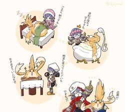  android apron bath bathtub bed chef_hat food hat mochimochi_(xseynao) nopon overalls pajamas poppi_(xenoblade) purple_hair shower_cap sleeping soap_bubbles spatula tora_(xenoblade_2) xenoblade_chronicles_(series) xenoblade_chronicles_2 