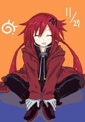  bad_id bad_pixiv_id blush coat commentary_request cosplay edward_elric edward_elric_(cosplay) female g.g._shou hair_ornament long_hair neptune_(series) red_hair shin_jigen_game_neptune_vii smile solo tennouboshi_uzume twintails 