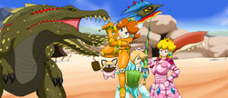  capcom crossover deviljho luma monster_hunter nintendo princess_daisy princess_peach princess_rosalina super_mario weapon you_gonna_get_raped 